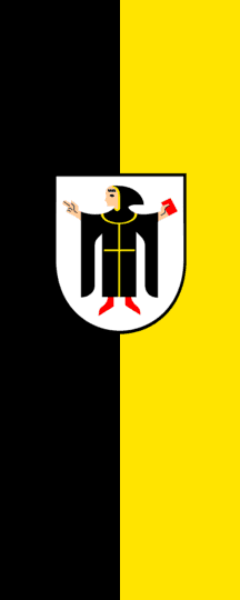 [vertical flag with the coat-of-arms]