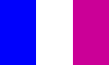 [Vertical tricolor of blue, white, and purple]