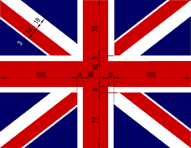 [Queen's colours for Royal Navy canton construction sheet]