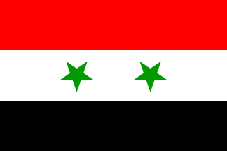 [Syrian flag variant, stars pointing to the hoist]