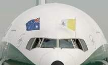 papal jet in Australia showing flags