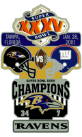 Super Bowl 35 XL Champion Ravens Trophy Pin
