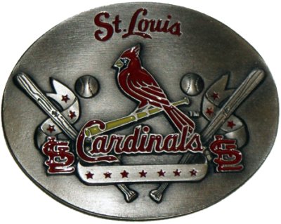 MLB Official St. Louis Cardinals Baseball Belt Buckle Bird and Bat