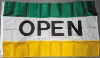 3x5' OPEN green/white/yellow nylon flag