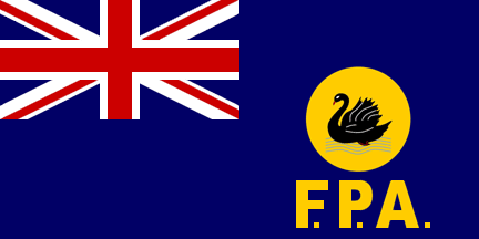 [Fremantle Port Authority flag with markings on swan]