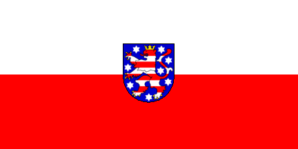 [State Flag, as shown in the legal text (Thuringia, Germany)]
