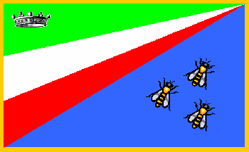 The flag of the Island of Elba with the three bees