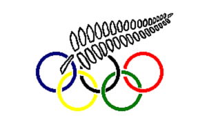 [The Olympic flag.]