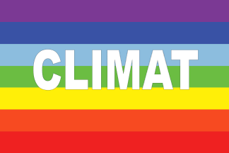 [Climate rainbow flag in French]