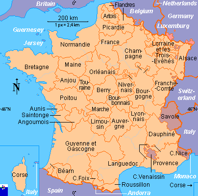 Clickable map of France (traditional provinces)